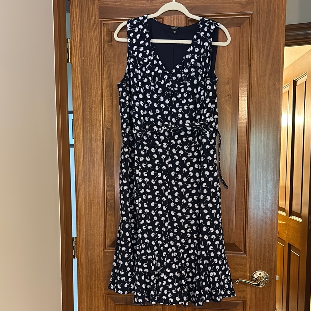 Talbots Blue and White Sleeveless V-Neck Sundress